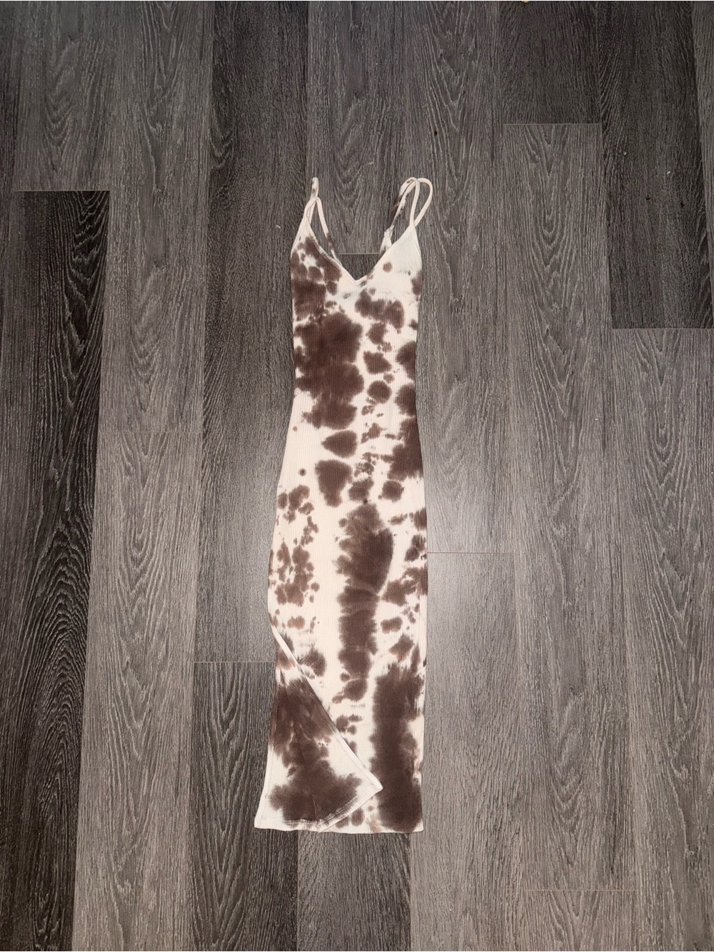 Fashion Nova Brown Tie-Dye Maxi Slip Dress